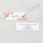 Floral Aquarell trendy rosa Blume Mini Visitenkarte (Vorne/Hinten)