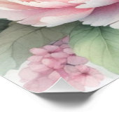 Floral Aquarellfarben Monogramm Rosa Blaue Poster (Ecke)
