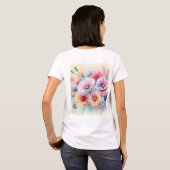 Floral Aquarellfarben Monogramm rosa Mohnblütenblü T-Shirt (Schwarz voll)