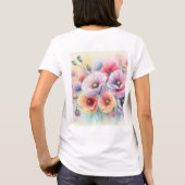 Floral Aquarellfarben Monogramm rosa Mohnblütenblü T-Shirt (Rückseite)