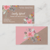 Floral Aquarellschminke haar typography Visitenkarte (Vorne/Hinten)