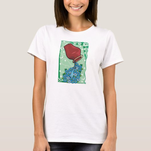 Floral Aquarius mit Vase, die Blaublumen gießen T-Shirt (Vorderseite)