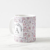 Floral Arabesque Monogramm Klassische Tasse (Vorderseite Links)