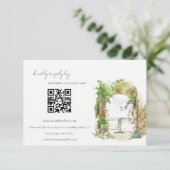 Floral Arch Beach Seascape Hochzeit QR Code UAWG Begleitkarte (Stehend Vorderseite)