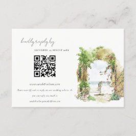 Floral Arch Beach Seascape Hochzeit QR Code UAWG Begleitkarte