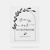 Floral Arch Calligraphy Custom Wedding Guestbook Acrylschild (Vorderseite)
