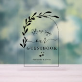 Floral Arch Calligraphy Custom Wedding Guestbook Acrylschild (Neutral)