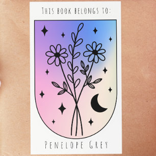 Floral Arch Celestial Hologram Pastel Buchplatte Rechteckiger Aufkleber