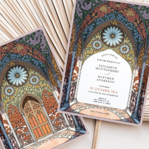 Floral Arch Gotische Jugendstil-Hochzeit Einladung