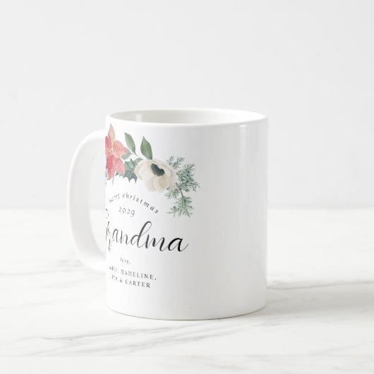 Floral Arch Merry Christmas Oma Kaffeetasse (Vorderseite Links)
