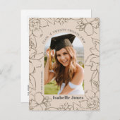 Floral Arch Tan Foto Abschluss Ankündigung (Vorne/Hinten)