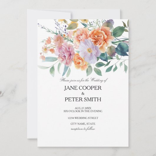 Floral arrangement. Budget Wedding Invitation Einladung (Vorderseite)