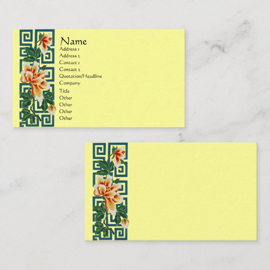 Floral Art Border Business Card Visitenkarte (Vorne/Hinten)