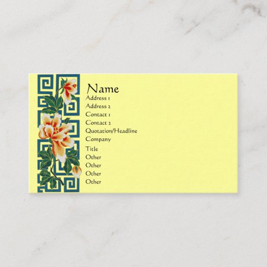 Floral Art Border Business Card Visitenkarte (Vorderseite)