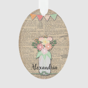 Floral Art Bouquet auf einer Vintagen Wörterbuchs Ornament