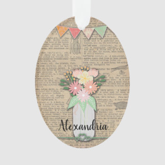 Floral Art Bouquet auf einer Vintagen Wörterbuchse Ornament