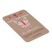 Floral Art Butterfly Quinceanera Save the Date Magnet (Rechte Seite)