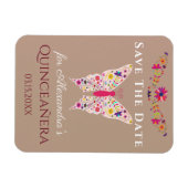 Floral Art Butterfly Quinceanera Save the Date Magnet (Horizontal)