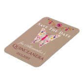 Floral Art Butterfly Quinceanera Save the Date Magnet (Linke Seite)