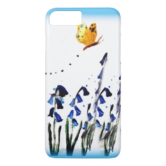Floral Art Butterfly über Bluebells Case-Mate iPhone Hülle (Rückseite)