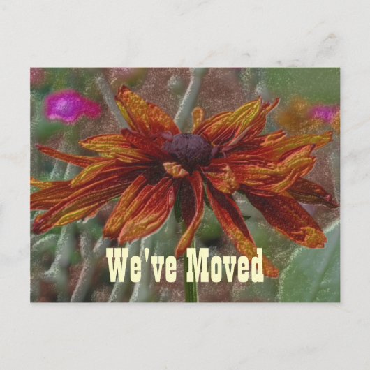 Floral Art Daisy Moving New Address Postcard Ankündigungspostkarte (Vorderseite)