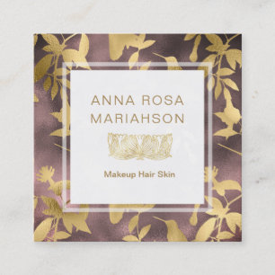 *~* Floral Art Deco Gold Bird Muster Quadratische Visitenkarte