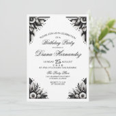 Floral Art Deco Party Einladung (Stehend Vorderseite)