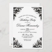 Floral Art Deco Party Einladung (Vorne/Hinten)