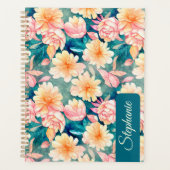 Floral Art Notebook-Planer mit Ihrem Namen Planer (Vorderseite)