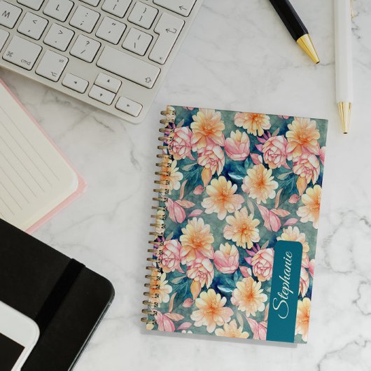Floral Art Notebook-Planer mit Ihrem Namen Planer