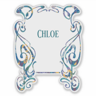 Floral Art Nouveau Frame Custom-Cut Vinyl Sticker