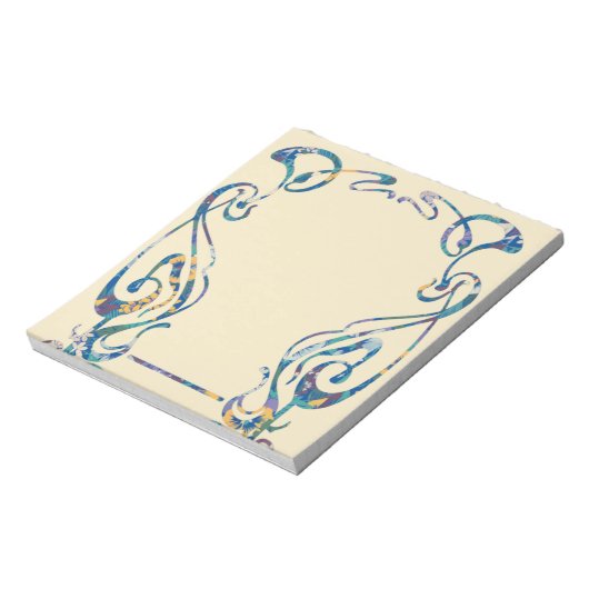 Floral art nouveau frame Notepad Notizblock (Rotiert)