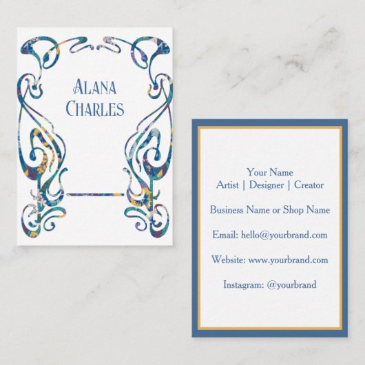 Floral art nouveau frame visitenkarte (Vorne/Hinten)