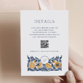 Floral Art Nouveau Monogram Details Card mit QR Begleitkarte