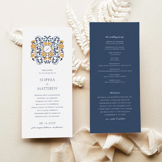 Floral Art Nouveau Monogram Wedding Program