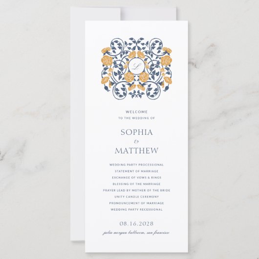 Floral Art Nouveau Monogram Wedding Program (Vorderseite)