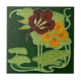 Floral Art Nouveau Olivant c 1900 Reproduction Fliese