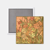Floral Art Nouveau Square Magnet (Vorderseite/Rückseite)