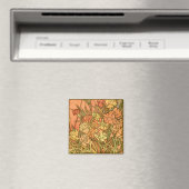 Floral Art Nouveau Square Magnet (In Situ (Geschirrspüler))