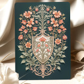 Floral Art Nouveau Wedding Bougainvillea Shield Einladung