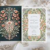 Floral Art Nouveau Wedding Bougainvillea Shield Einladung