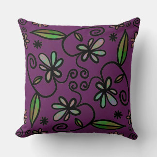 Floral Art on Purple Kissen