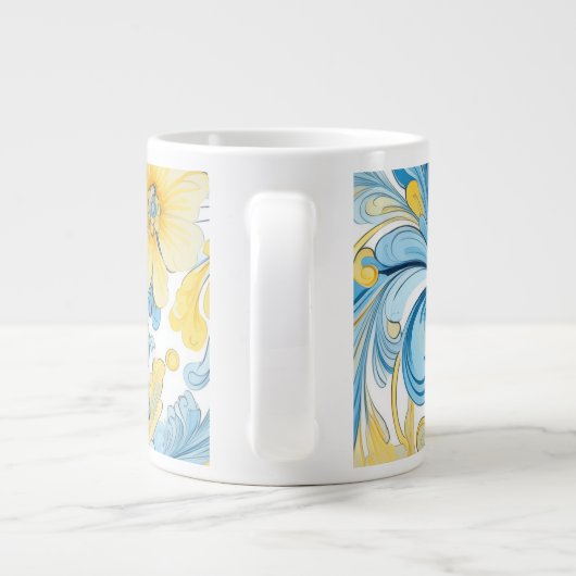 Floral art pattern Extra-Large Mug Jumbo-Tasse (Rückseite)