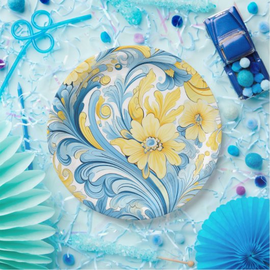 Floral art pattern pappteller (Party)