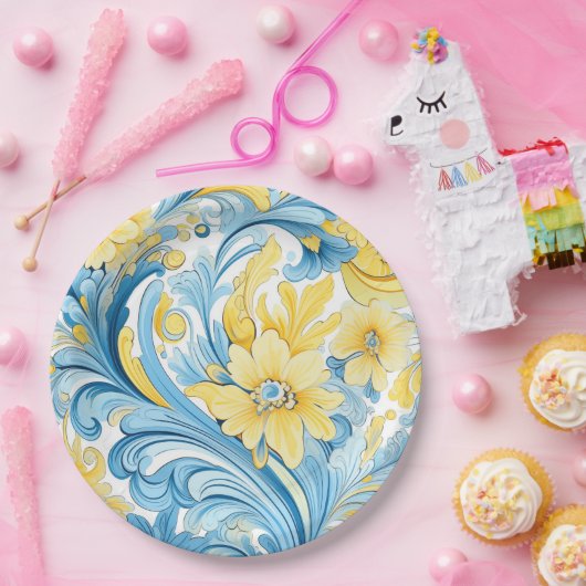 Floral art pattern pappteller (Party)