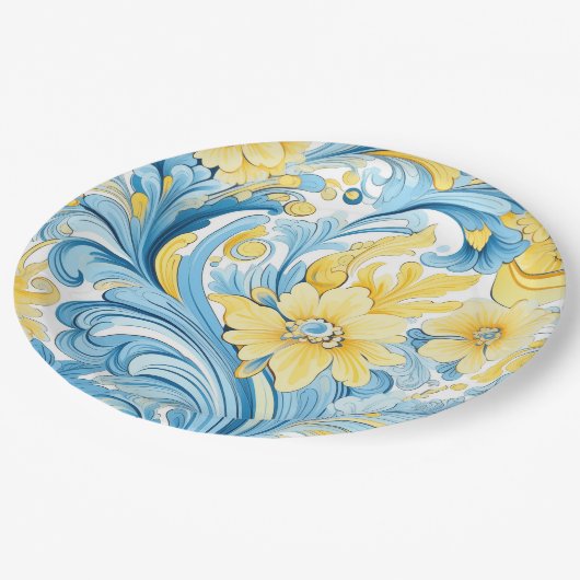 Floral art pattern pappteller (Schrägansicht)