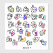 Floral ASL Alphabet Sticker (Blatt)