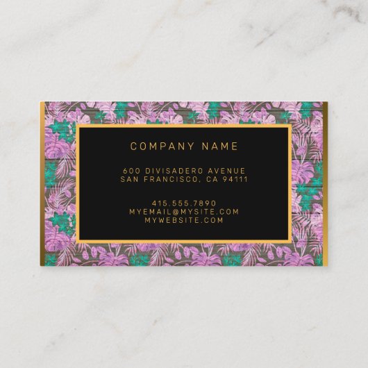 Floral auf Holz Gold kundenspezifisch Beruflich mo Visitenkarte (Rückseite)