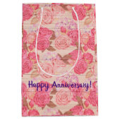 Floral auf Holz Populäre Anpassung von Text Mittlere Geschenktüte (Vorderseite)