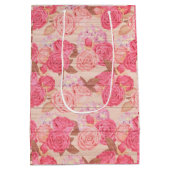 Floral auf Holz Populäre Anpassung von Text Mittlere Geschenktüte (Rückseite)